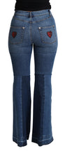 Load image into Gallery viewer, Dolce &amp; Gabbana Blue Amore Patch Boot Cut Cotton Stretch Pant
