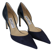 Load image into Gallery viewer, Jimmy Choo Elegant Navy Suede Pointed Toe Pumps
