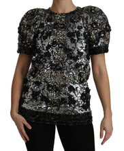Load image into Gallery viewer, Dolce &amp; Gabbana Sequined Crystal Embellished Crew Neck Top
