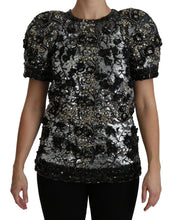 Load image into Gallery viewer, Dolce &amp; Gabbana Sequined Crystal Embellished Crew Neck Top
