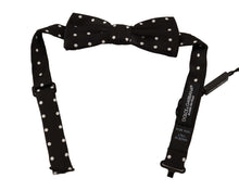 Load image into Gallery viewer, Dolce &amp; Gabbana Black White Polka Dot Silk Adjustable Neck Papillon Bow Tie
