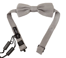 Load image into Gallery viewer, Dolce &amp; Gabbana Silver Gray 100% Silk Adjustable Neck Papillon Bow Tie
