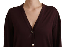 Load image into Gallery viewer, Dolce &amp; Gabbana Chic Maroon V-Neck Wool Cardigan
