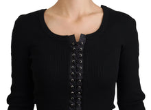 Load image into Gallery viewer, Dolce &amp; Gabbana Elegant Black Tie-Up Slim Fit Sweater
