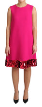Load image into Gallery viewer, Dolce &amp; Gabbana Elegant Fuchsia Sequined Wool Blend Shift Dress

