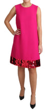 Load image into Gallery viewer, Dolce &amp; Gabbana Elegant Fuchsia Sequined Wool Blend Shift Dress
