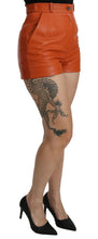 Load image into Gallery viewer, Dolce &amp; Gabbana Orange Leather High Waist Hot Pants Shorts
