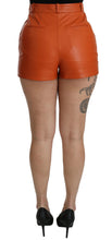 Load image into Gallery viewer, Dolce &amp; Gabbana Orange Leather High Waist Hot Pants Shorts
