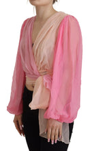 Load image into Gallery viewer, Dolce &amp; Gabbana Pink Silk Wrap Long Sleeves Blouse Top
