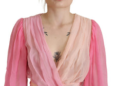 Load image into Gallery viewer, Dolce &amp; Gabbana Pink Silk Wrap Long Sleeves Blouse Top
