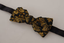 Load image into Gallery viewer, Dolce &amp; Gabbana Elegant Black Gold Floral Silk Bow Tie
