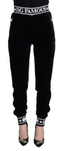 Load image into Gallery viewer, Dolce &amp; Gabbana Black DG Logo Velvet Trouser Pants
