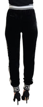 Load image into Gallery viewer, Dolce &amp; Gabbana Black DG Logo Velvet Trouser Pants
