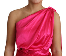 Load image into Gallery viewer, Dolce &amp; Gabbana Elegant Fuchsia Silk One-Shoulder Wrap Dress
