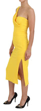 Load image into Gallery viewer, Dolce &amp; Gabbana Yellow One Shoulder Side Slit Midi Dress
