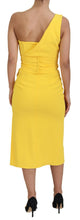 Load image into Gallery viewer, Dolce &amp; Gabbana Yellow One Shoulder Side Slit Midi Dress
