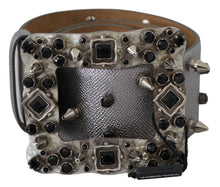 Load image into Gallery viewer, Dolce &amp; Gabbana Stunning Silver Leather Crystal-Studded Belt
