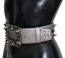 Load image into Gallery viewer, Dolce &amp; Gabbana Stunning Silver Leather Crystal-Studded Belt
