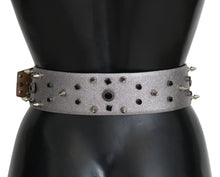 Load image into Gallery viewer, Dolce &amp; Gabbana Stunning Silver Leather Crystal-Studded Belt
