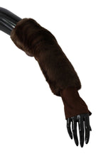 Load image into Gallery viewer, Dolce &amp; Gabbana Elegant Brown Fur &amp; Leather Elbow-Length Gloves
