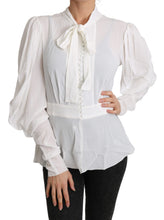 Load image into Gallery viewer, Dolce &amp; Gabbana Elegant White Scarf Neck Blouse
