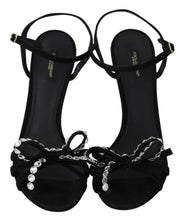 Load image into Gallery viewer, Dolce &amp; Gabbana Elegant Suede High Sandals with Crystal Bows
