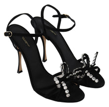 Load image into Gallery viewer, Dolce &amp; Gabbana Elegant Suede High Sandals with Crystal Bows
