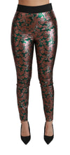 Load image into Gallery viewer, Dolce &amp; Gabbana Elegant Bronze Leaf Metallic Trousers
