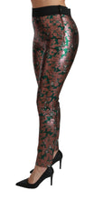 Load image into Gallery viewer, Dolce &amp; Gabbana Elegant Bronze Leaf Metallic Trousers
