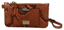 Load image into Gallery viewer, Dolce &amp; Gabbana Brown Leather Coin Purse Wristlet Mirror AGNESE Wallet
