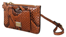 Load image into Gallery viewer, Dolce &amp; Gabbana Brown Leather Coin Purse Wristlet Mirror AGNESE Wallet
