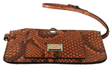 Load image into Gallery viewer, Dolce &amp; Gabbana Brown Leather Coin Purse Wristlet Mirror AGNESE Wallet
