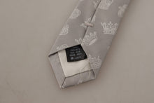 Load image into Gallery viewer, Dolce &amp; Gabbana Elegant Silk Gray Crown Print Bow Tie
