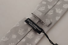 Load image into Gallery viewer, Dolce &amp; Gabbana Elegant Silk Gray Crown Print Bow Tie
