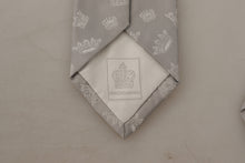 Load image into Gallery viewer, Dolce &amp; Gabbana Elegant Silk Gray Crown Print Bow Tie
