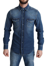 Load image into Gallery viewer, Dolce &amp; Gabbana Blue Cotton Stretch Long Sleeves Denim Shirt
