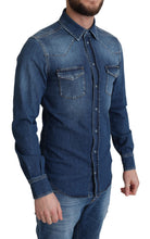 Load image into Gallery viewer, Dolce &amp; Gabbana Blue Cotton Stretch Long Sleeves Denim Shirt
