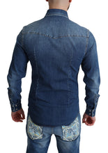 Load image into Gallery viewer, Dolce &amp; Gabbana Blue Cotton Stretch Long Sleeves Denim Shirt
