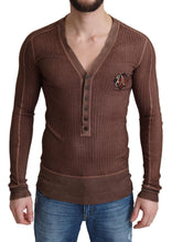 Load image into Gallery viewer, Dolce &amp; Gabbana Brown Logo Button Cardigan V-neck Sweater
