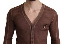 Load image into Gallery viewer, Dolce &amp; Gabbana Brown Logo Button Cardigan V-neck Sweater
