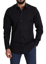 Load image into Gallery viewer, Dolce &amp; Gabbana Elegant Black Cotton Stretch Dress Shirt
