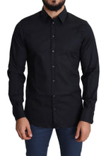 Load image into Gallery viewer, Dolce &amp; Gabbana Sleek Black Slim Fit Cotton Stretch Dress Shirt
