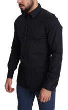 Load image into Gallery viewer, Dolce &amp; Gabbana Sleek Black Slim Fit Cotton Stretch Dress Shirt
