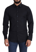 Load image into Gallery viewer, Dolce &amp; Gabbana Sleek Black Slim Fit Cotton Stretch Dress Shirt
