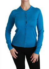Load image into Gallery viewer, Dolce &amp; Gabbana Elegant Silk Blue Crewneck Cardigan
