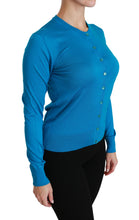 Load image into Gallery viewer, Dolce &amp; Gabbana Elegant Silk Blue Crewneck Cardigan
