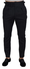 Load image into Gallery viewer, Dolce &amp; Gabbana Elegant Black Striped Wool Blend Trousers
