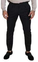 Load image into Gallery viewer, Dolce &amp; Gabbana Elegant Black Striped Wool Blend Trousers
