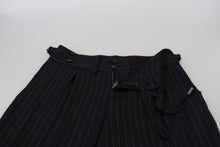 Load image into Gallery viewer, Dolce &amp; Gabbana Elegant Black Striped Wool Blend Trousers
