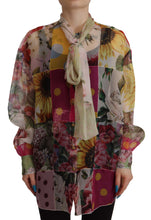 Load image into Gallery viewer, Dolce &amp; Gabbana Multicolor Silk Ascot Collar Blouse
